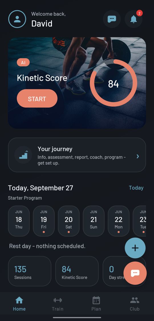 Gym App: Home screen